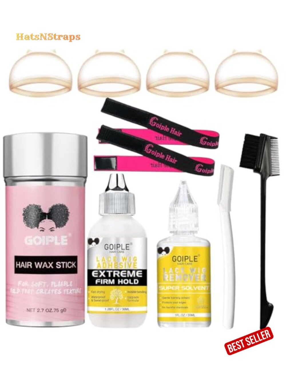 Lace Wig Glue Kit Strong Hold Adhesive Remover Wax Stick Edge Band HD Wig Cap